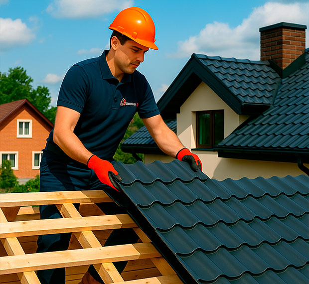 Кровля из металлочерепицы под ключ в Пскове