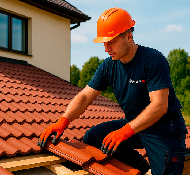 Монтаж кровли из натуральной черепицы в Пскове