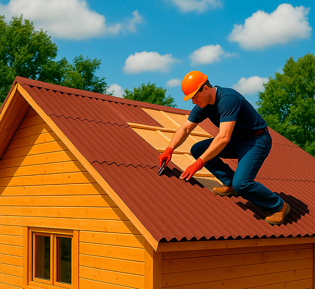 Монтаж кровли из ондулина в Пскове