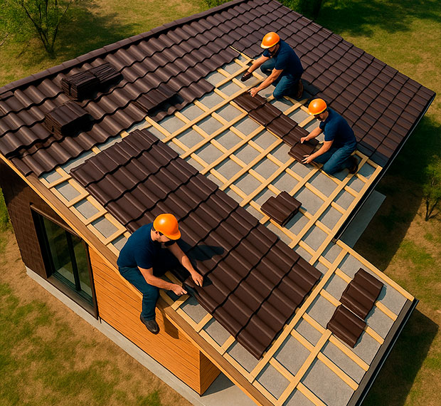 Монтаж 1-скатной крыши в Пскове